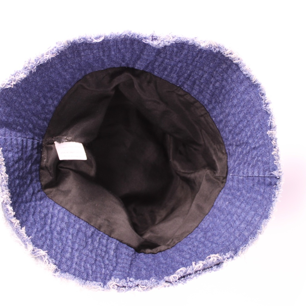 0361 Patchwork Denim Bucket Hat (Frayed Edge, Two… - image 4
